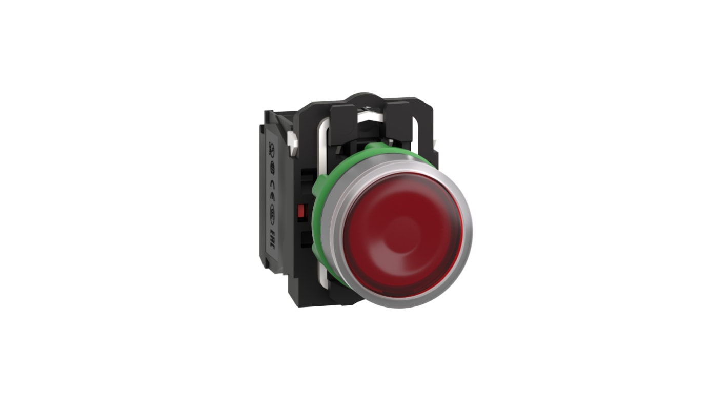 Pulsador Schneider Electric XB5, color de botón Rojo, SPDT, 220 → 240V, IP66, IP67, iluminado