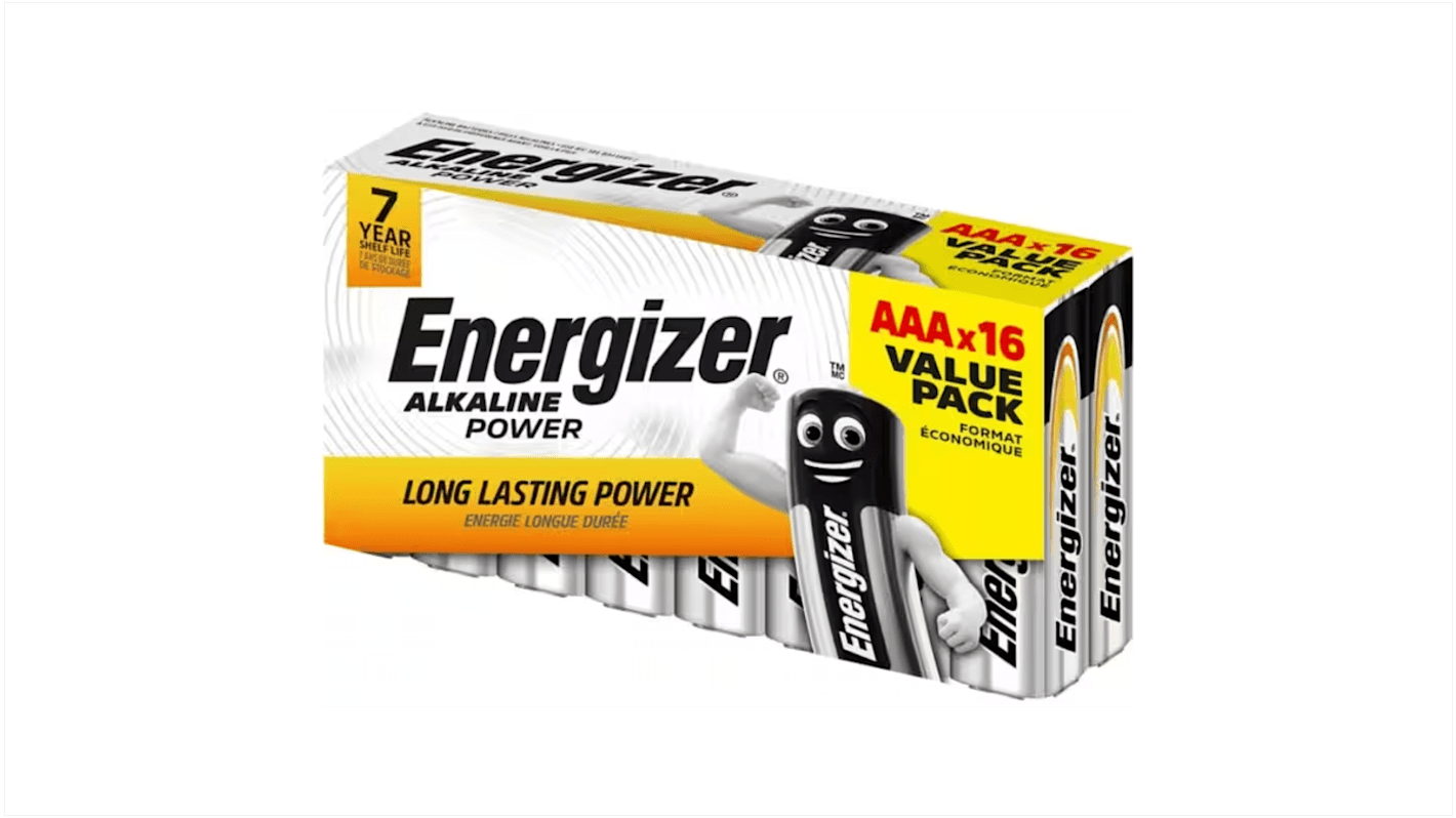 Baterías AAA Dióxido de zinc-manganeso, Energizer Industrial, 1.5V, terminación tipo Contacto plano