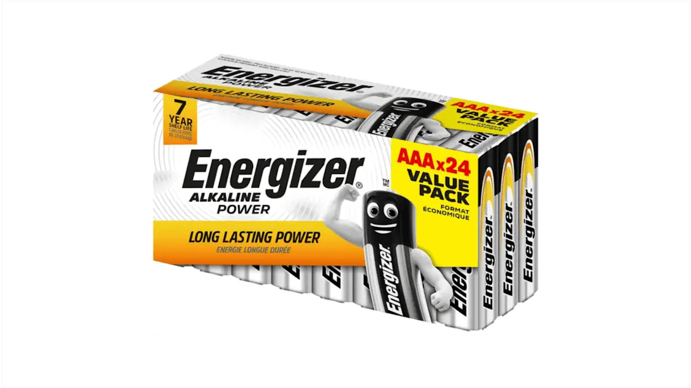 Baterías AAA Dióxido de zinc-manganeso, Energizer Industrial, 1.5V, terminación tipo Contacto plano