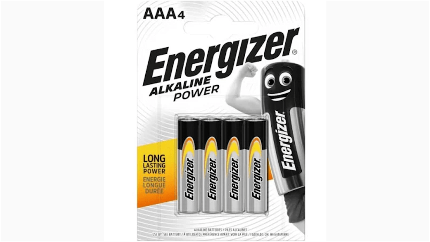 Baterías AAA Dióxido de zinc-manganeso, Energizer Industrial, 1.5V, terminación tipo Contacto plano