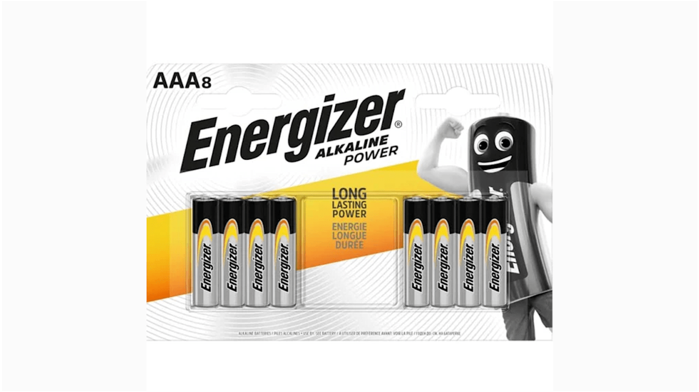 Baterías AAA Dióxido de zinc-manganeso, Energizer Industrial, 1.5V, terminación tipo Contacto plano