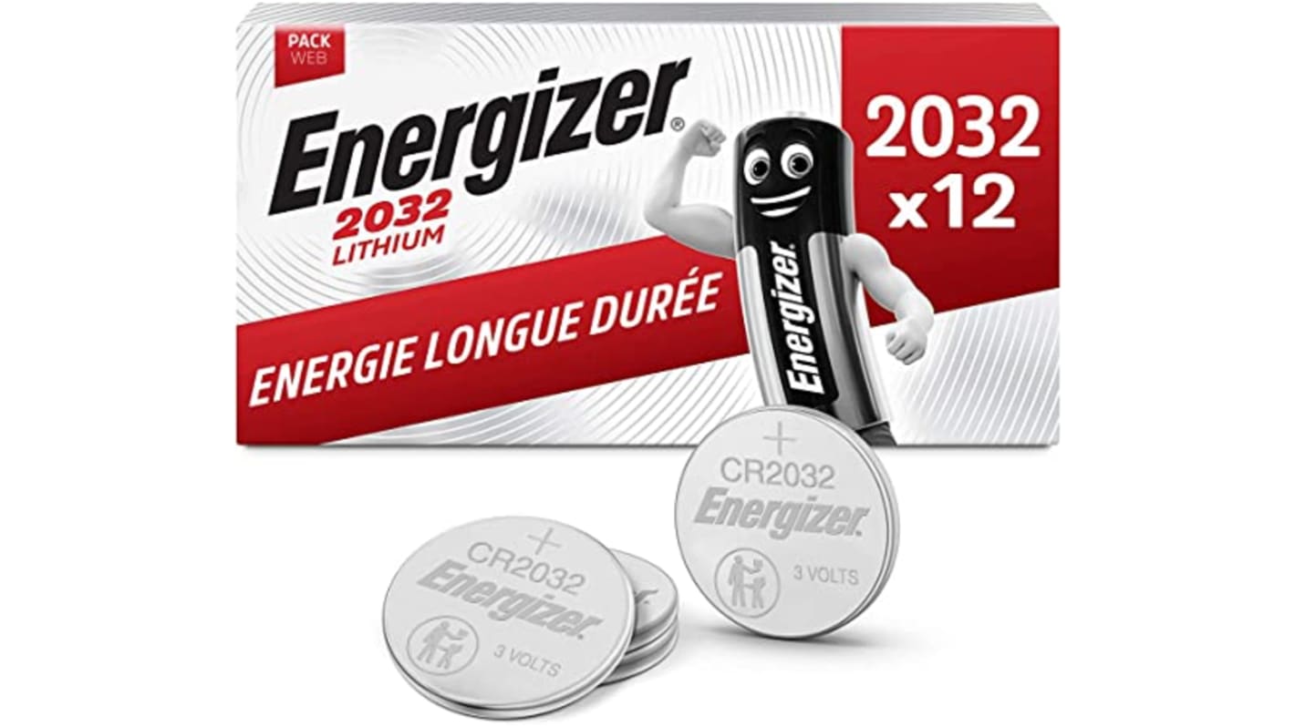 Energizer CR2032 Coin Battery, 3V, 17.7mm Diameter