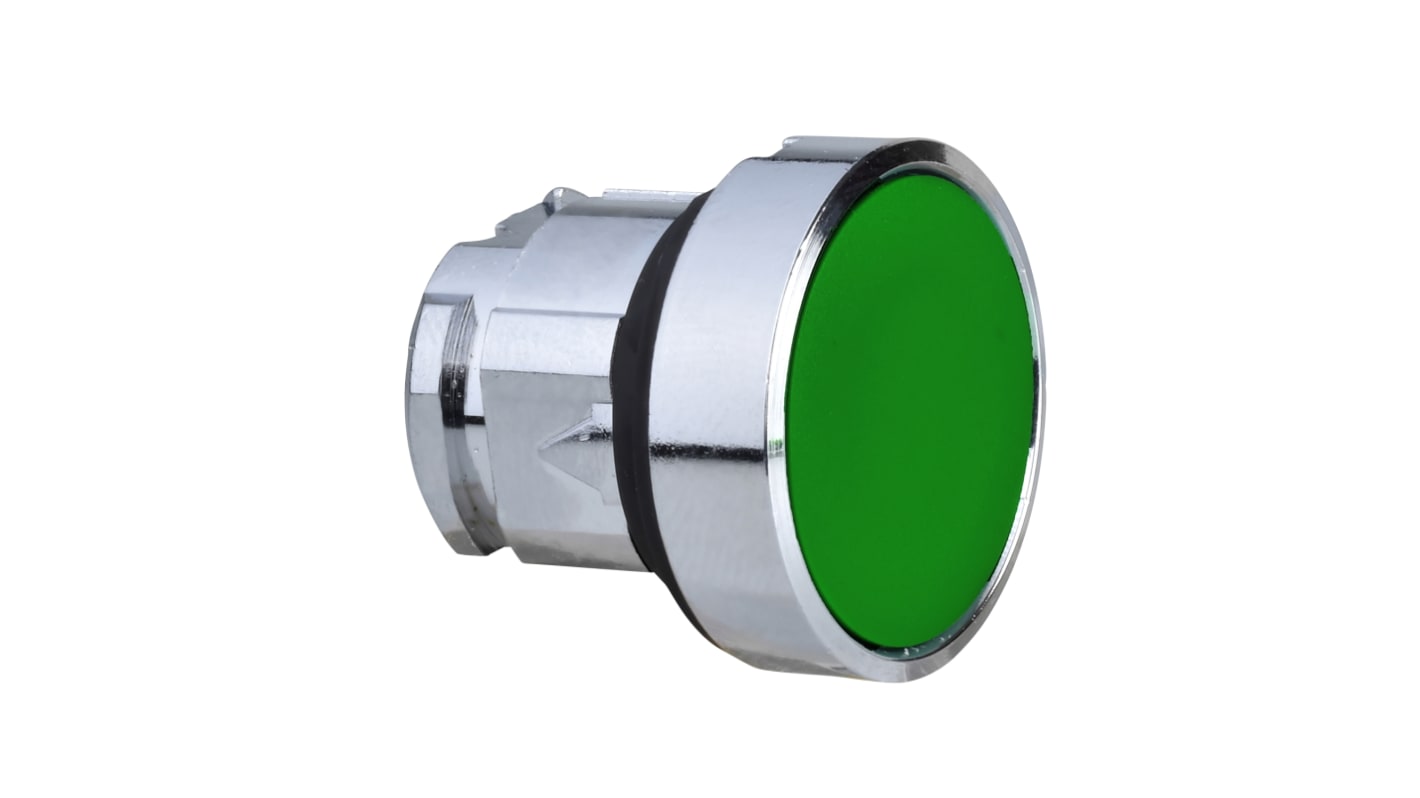 Cabezal de pulsador Schneider Electric serie Harmony XB5, Ø 22mm, de color Verde, Redondo, Retorno por Resorte, IP66,
