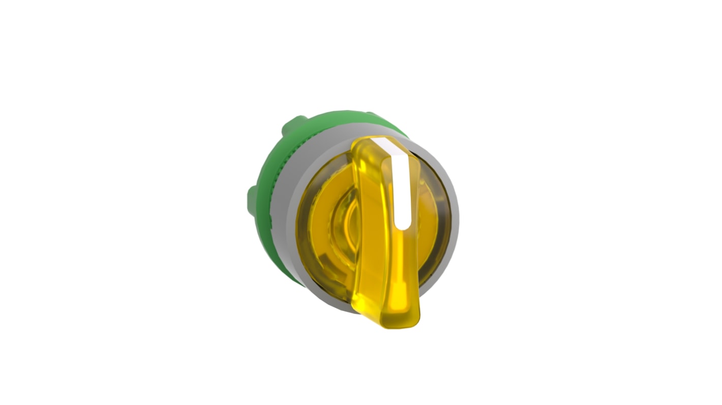 Schneider Electric Harmony XB5 Series 3 Position Selector Switch Head, 22mm Cutout, Yellow Handle
