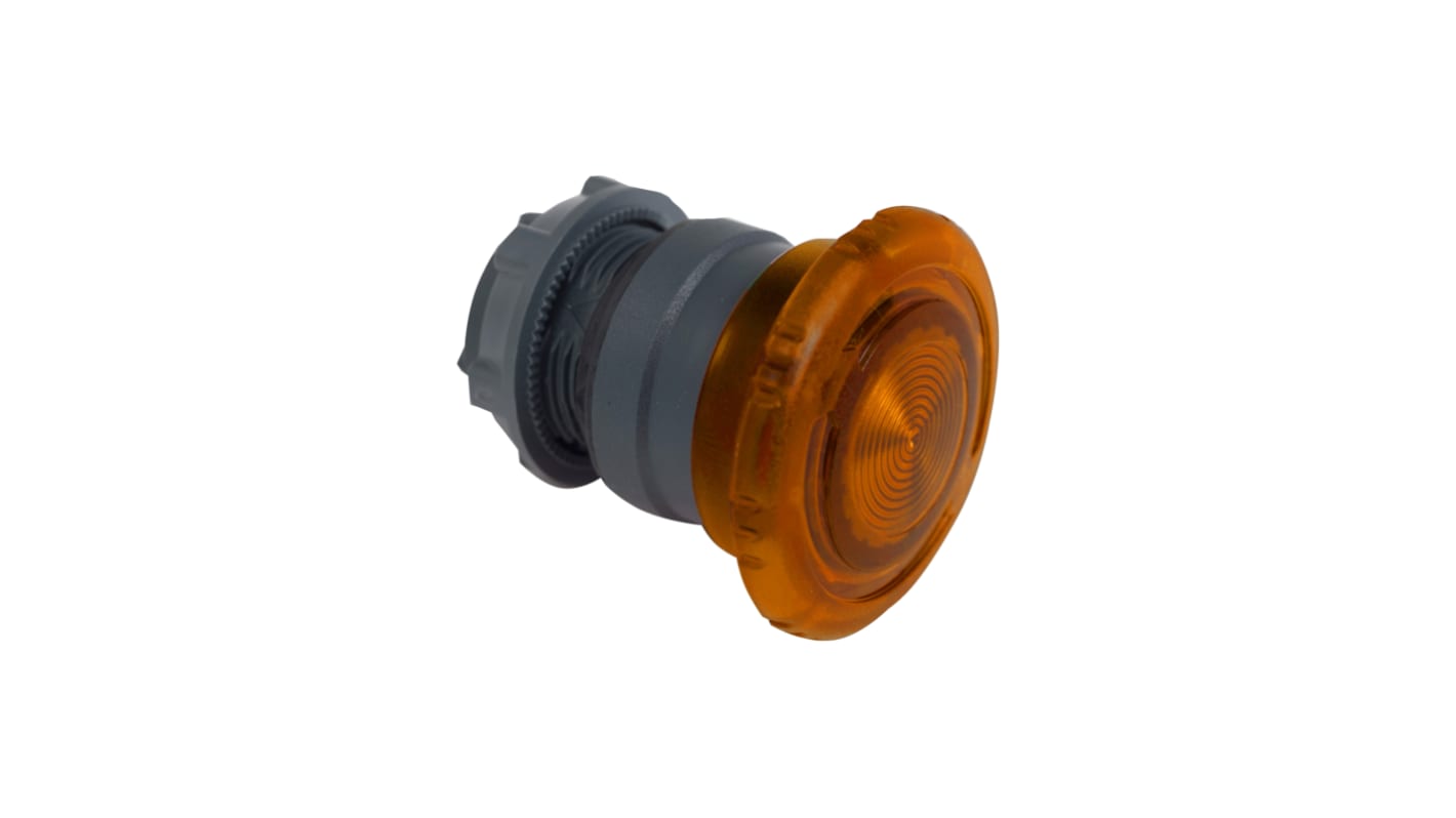 Cabezal de pulsador Schneider Electric serie Harmony XB5, Ø 22mm, de color Orange, Redondo, Enclavamiento, IP66, IP69