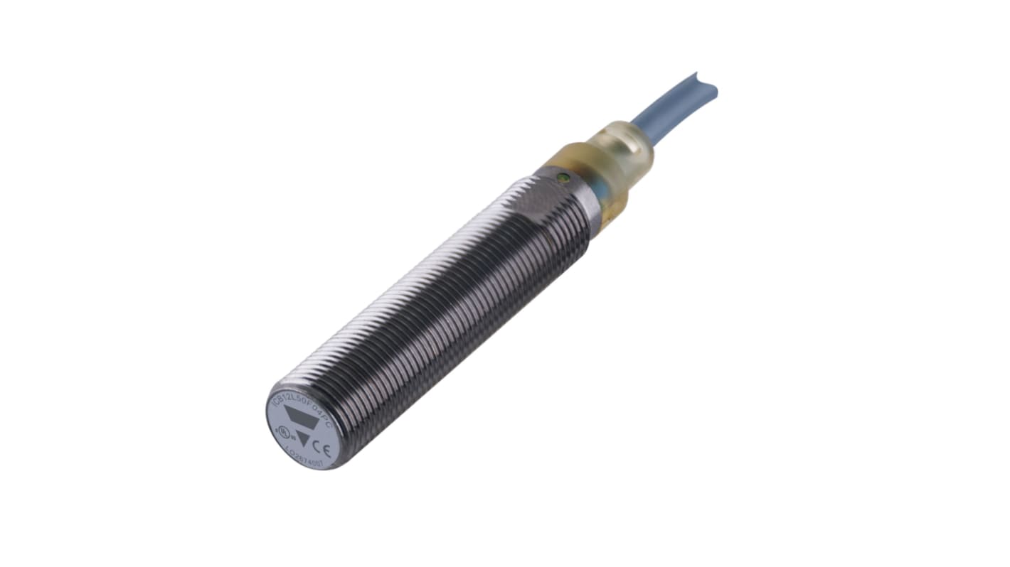 Carlo Gavazzi ICB12 Series Inductive Barrel-Style Inductive Proximity Sensor, M12 x 1, 2 mm Detection, NPN Output, 10