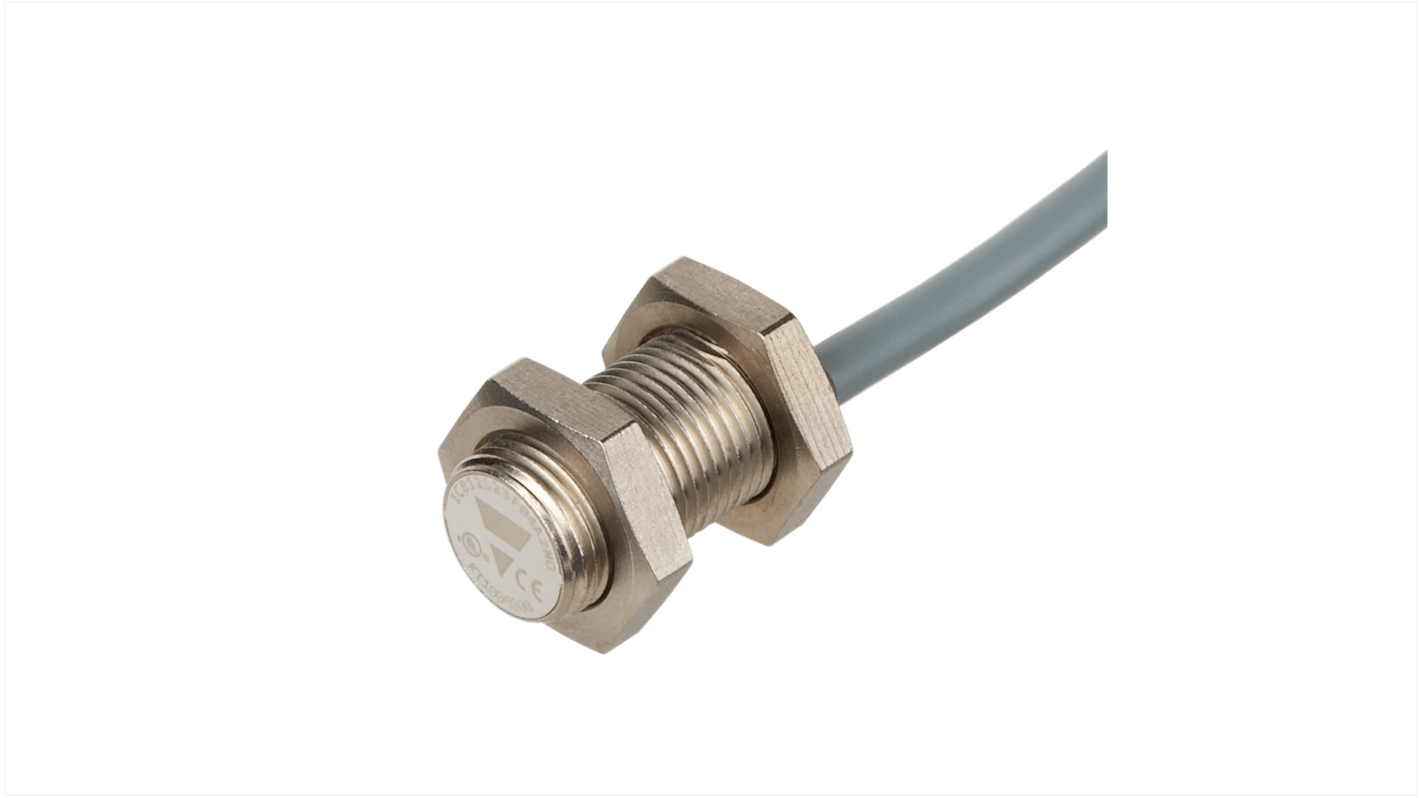 Carlo Gavazzi ICB12S23 Series Inductive Barrel-Style Inductive Proximity Sensor, M12 x 1, 4 mm Detection, PNP Output,