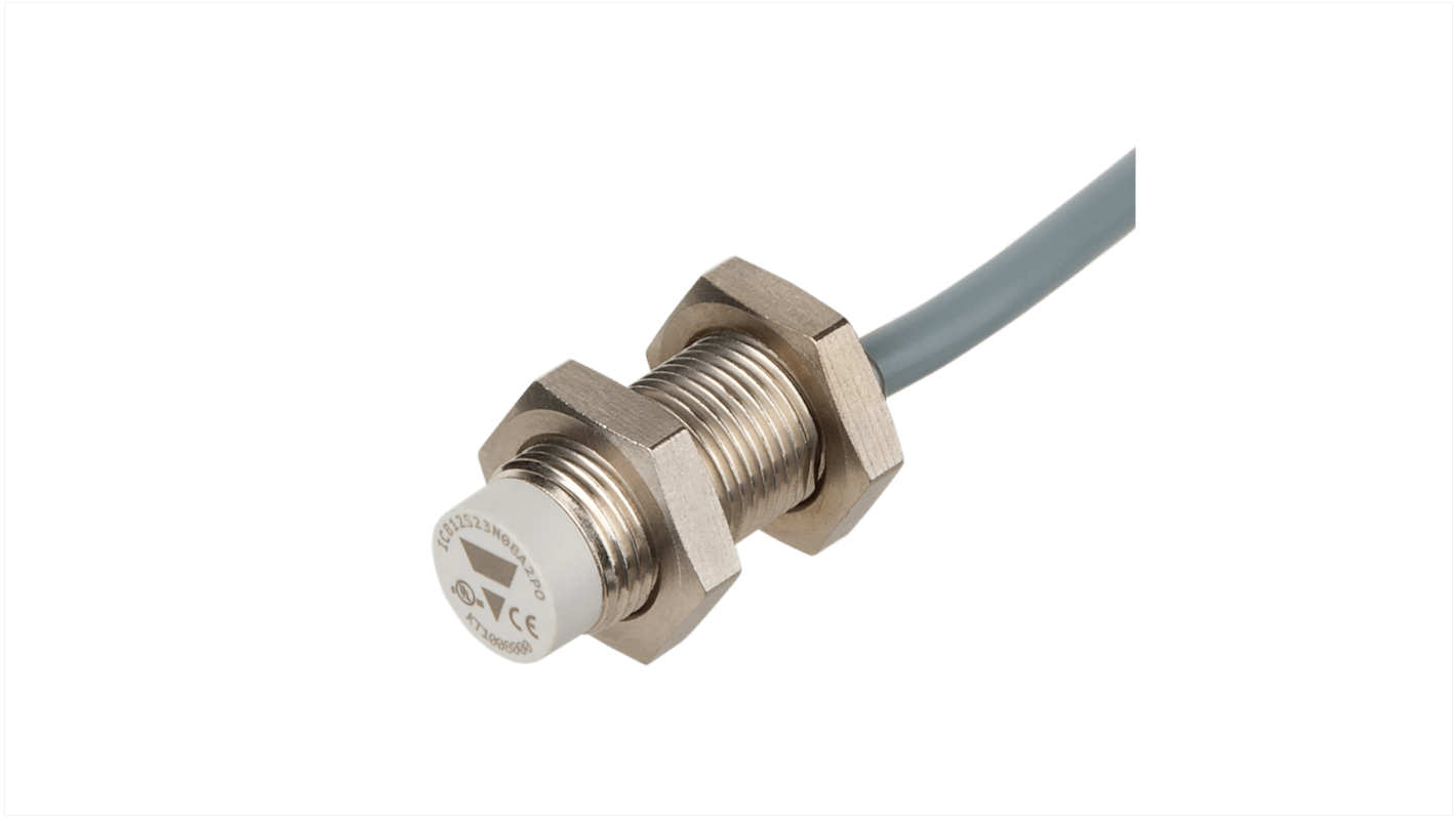 Carlo Gavazzi ICB12S23 Series Inductive Barrel-Style Inductive Proximity Sensor, M12 x 1, 8 mm Detection, NPN Output,