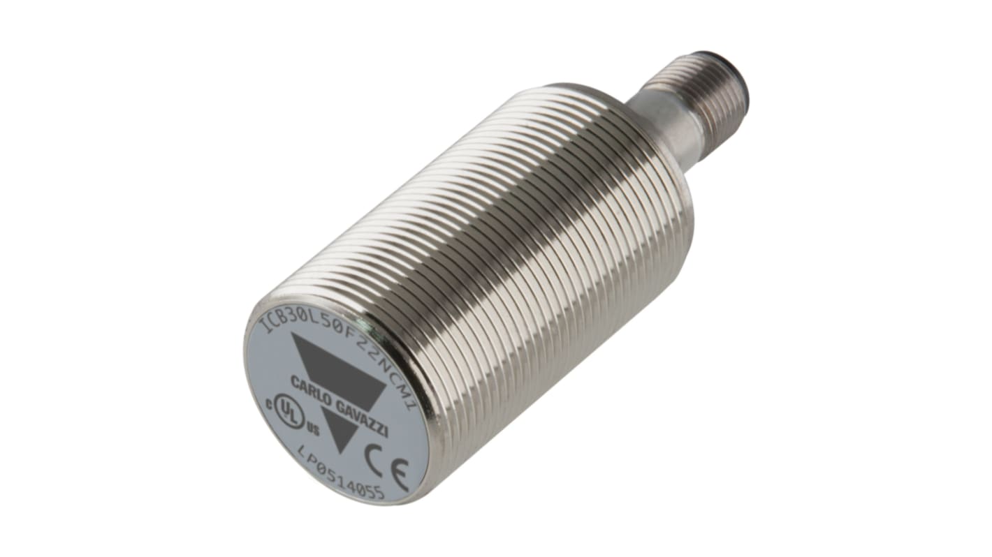 Carlo Gavazzi ICB30 Series Inductive Barrel-Style Inductive Proximity Sensor, M30 x 1.5, 10 mm Detection, PNP Output,