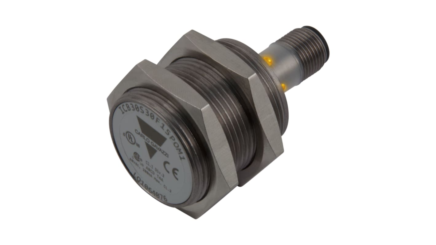 Carlo Gavazzi ICB30 Series Inductive Barrel-Style Inductive Proximity Sensor, M30 x 1.5, 10 mm Detection, NPN Output,