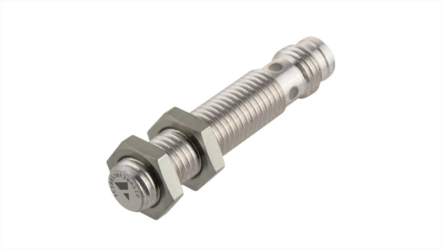 Carlo Gavazzi ICS08 Series Inductive Barrel-Style Inductive Proximity Sensor, M8 x 1, 1 mm Detection, NPN Output, 10