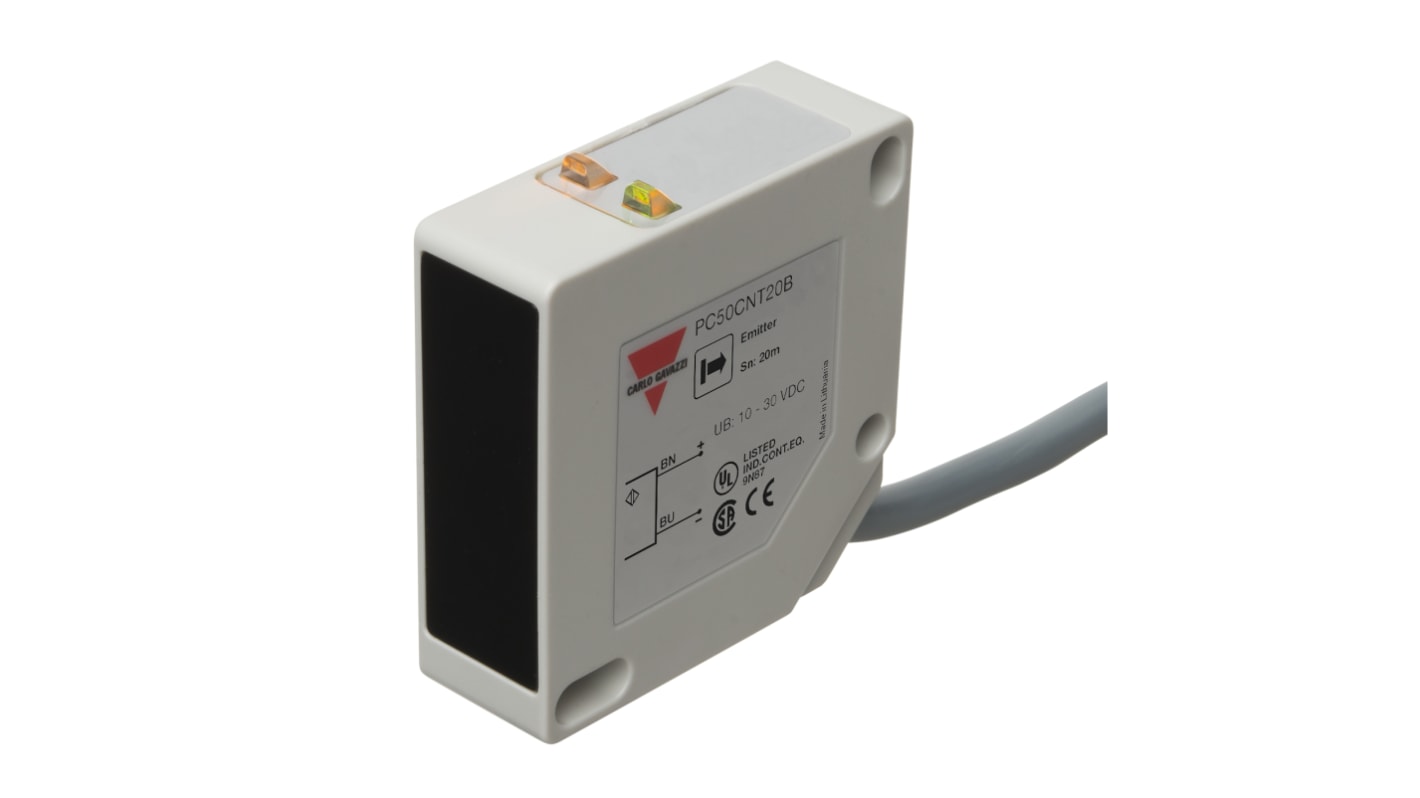 Carlo Gavazzi Through Beam Photoelectric Sensor, Rectangular Sensor, 20000 mm Detection Range