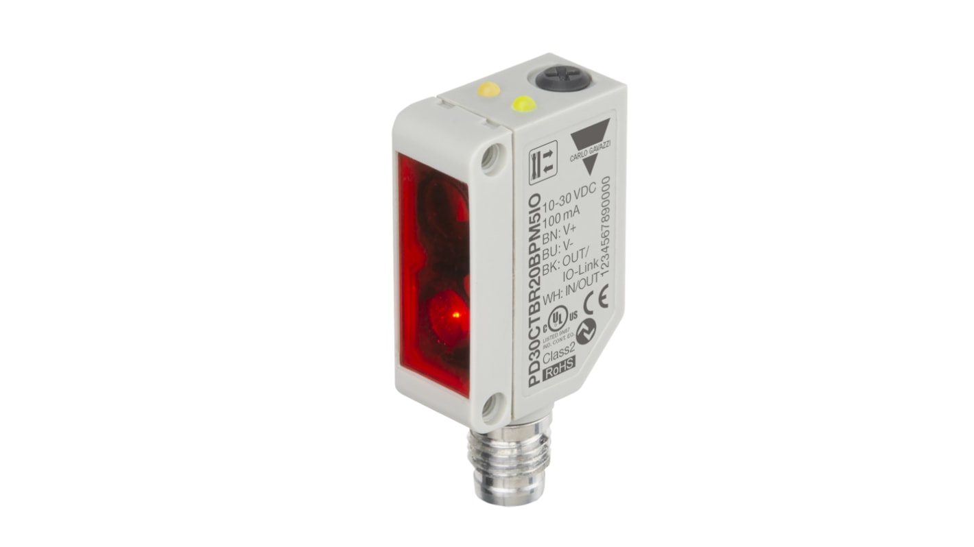 Carlo Gavazzi Diffuse Reflective Photoelectric Sensor, Rectangular Sensor, 0 → 200 mm Detection Range