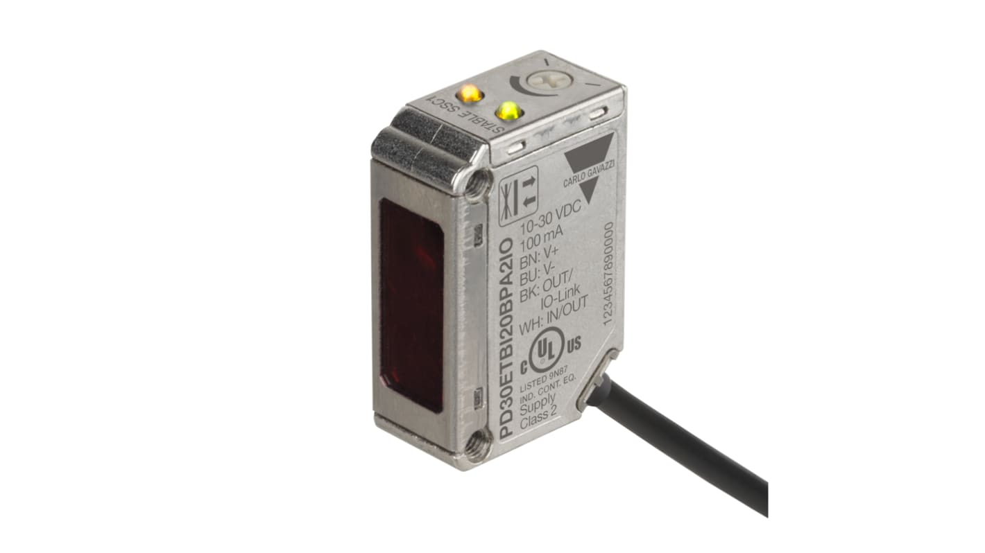 Carlo Gavazzi Diffuse Reflective Photoelectric Sensor, Rectangular Sensor, 0 → 200 mm Detection Range