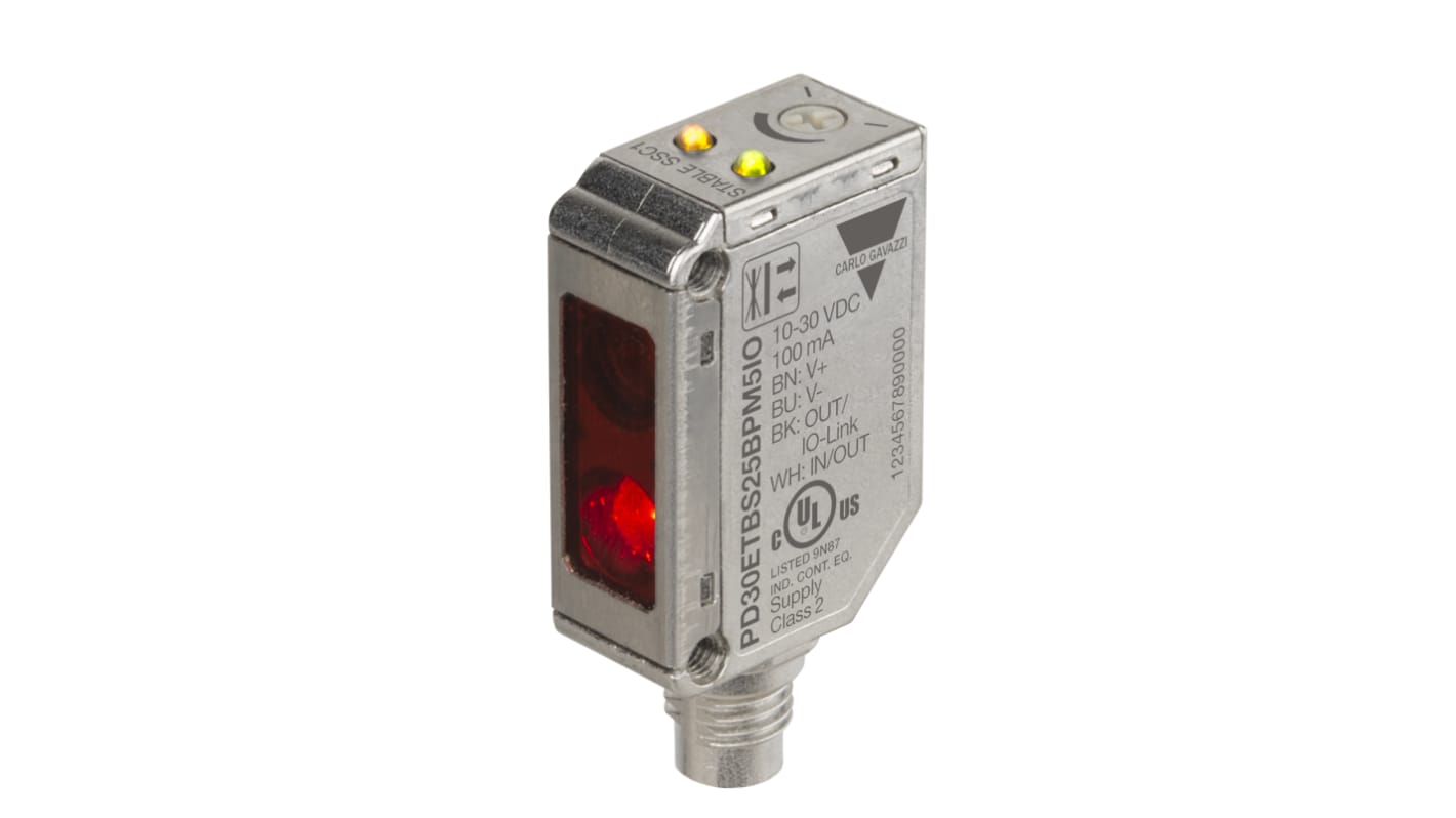 Carlo Gavazzi Diffuse Reflective Photoelectric Sensor, Rectangular Sensor, 0 → 250 mm Detection Range