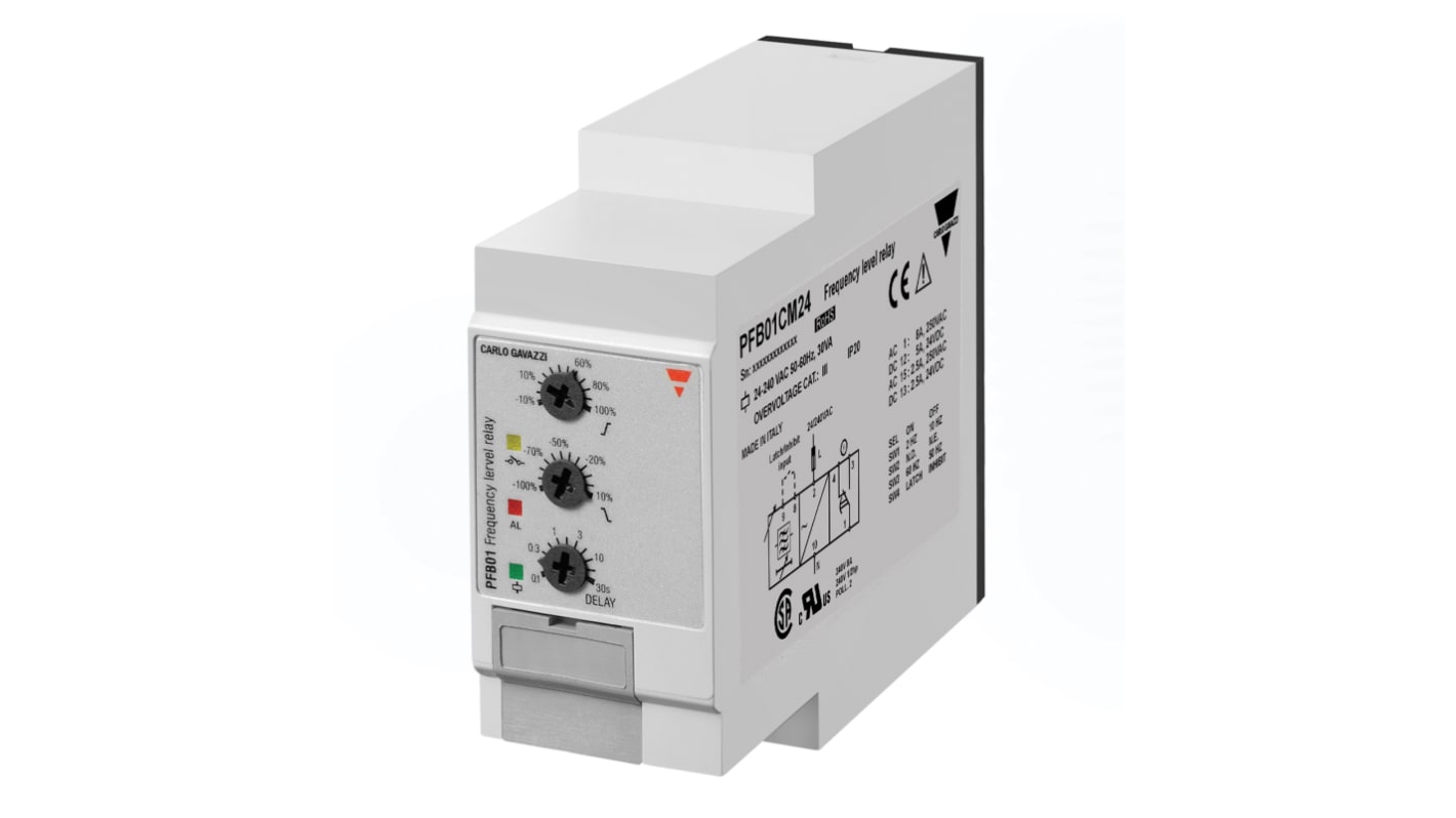 Carlo Gavazzi Überwachungsrelais 24 → 240V ac, 1-poliger Wechsler DIN-Schienen