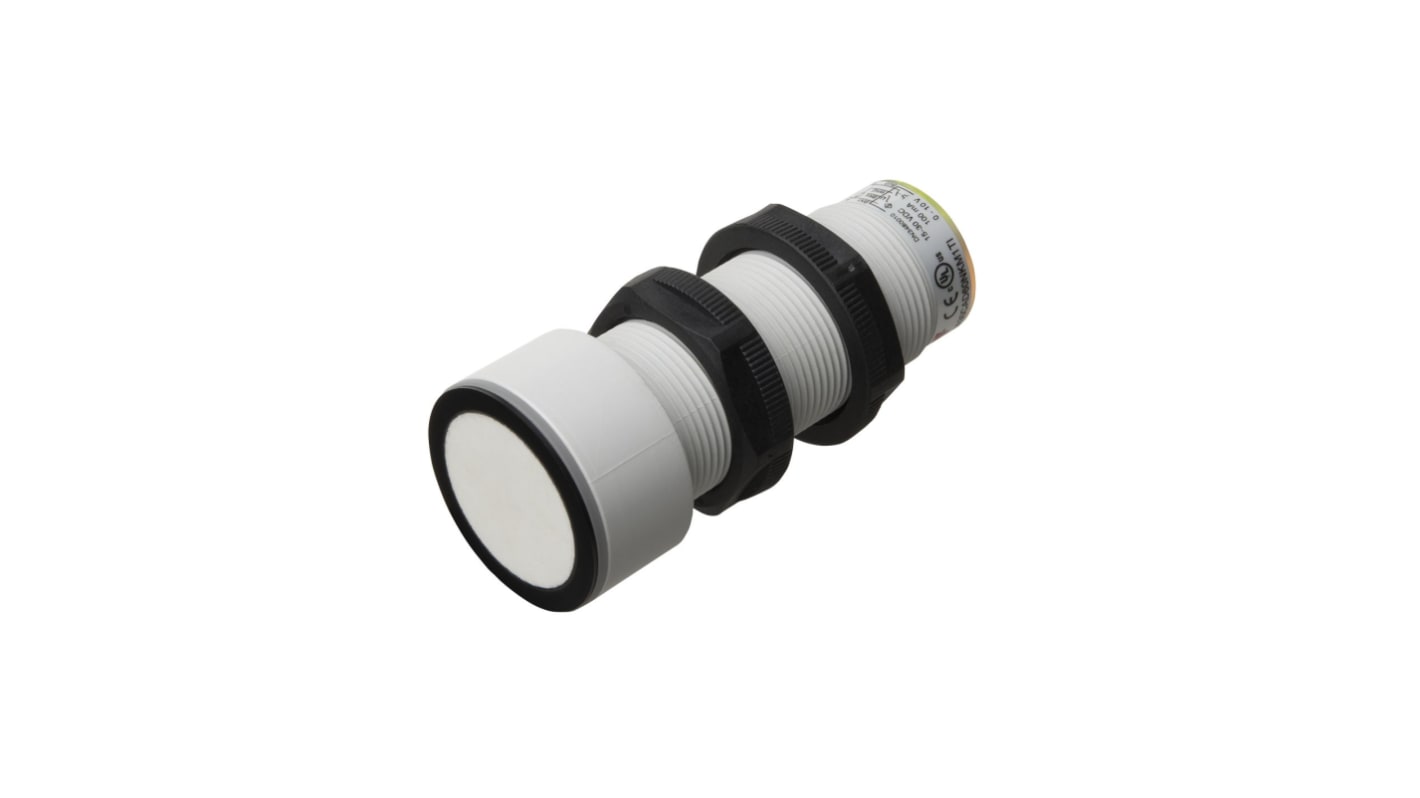 Carlo Gavazzi UA30CAD Series Ultrasonic Barrel-Style Ultrasonic Sensor, M18 x 1, 350 → 6000 mm Detection, PNP