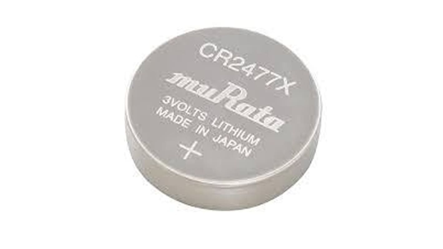 Murata CR2477 Coin Battery, 3V, 24.5mm Diameter