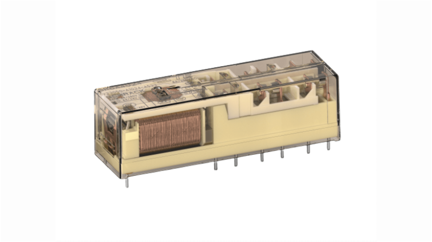 TE Connectivity PCB Mount Force Guided Relay, 12V dc Coil Voltage, 6 Pole, 3PDT