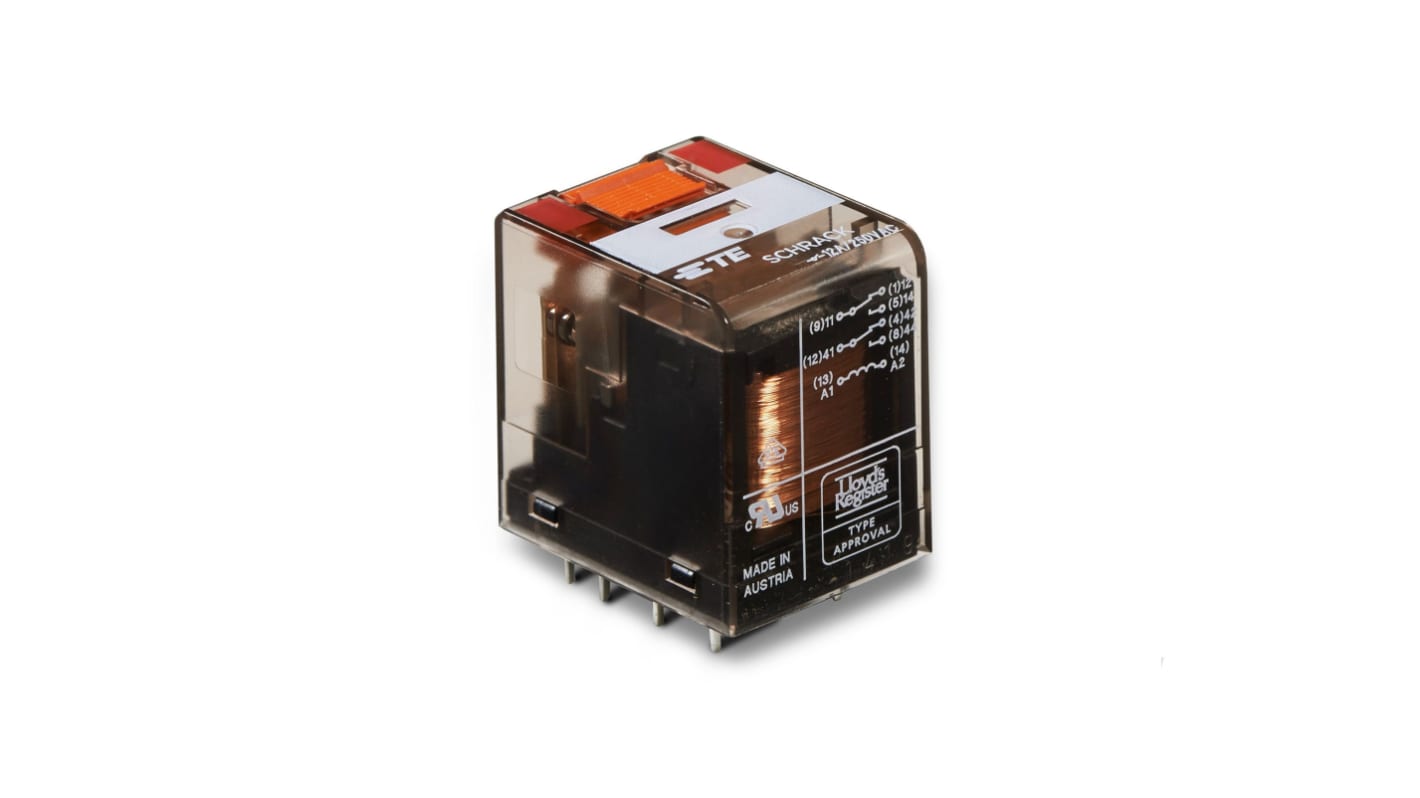 TE Connectivity SCHRACK Miniature Relay PT , Printrelais 2-poliger Wechsler 12A 230V ac Spule / 9 and 1VA