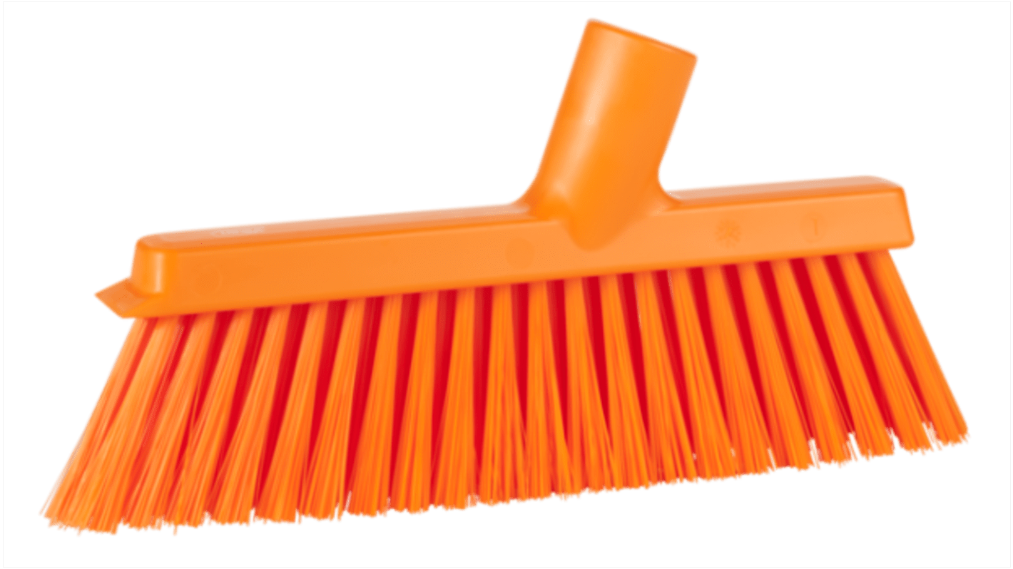 Vikan Broom, Orange With Polyester, Polypropylene, Stainless Steel Bristles for  for General Purpose