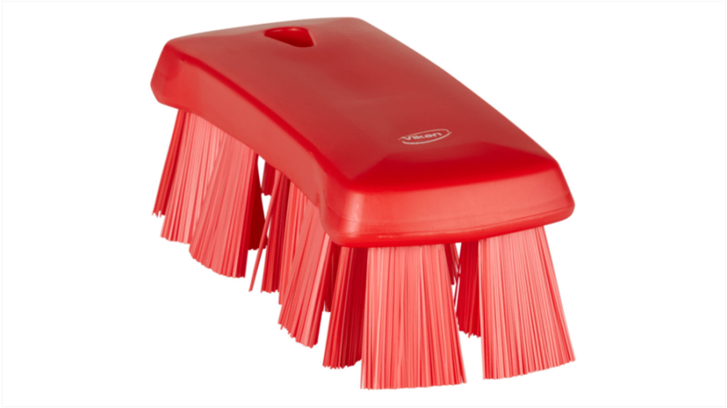 Vikan Hard Bristle Red Hand Brush, 176mm bristle length, Polyester bristle material