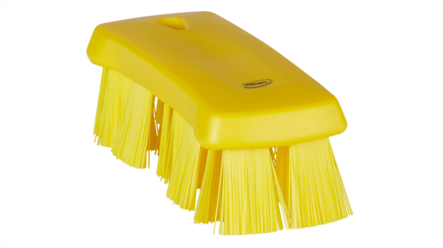 Vikan Hard Bristle Yellow Hand Brush, 176mm bristle length, Polyester bristle material