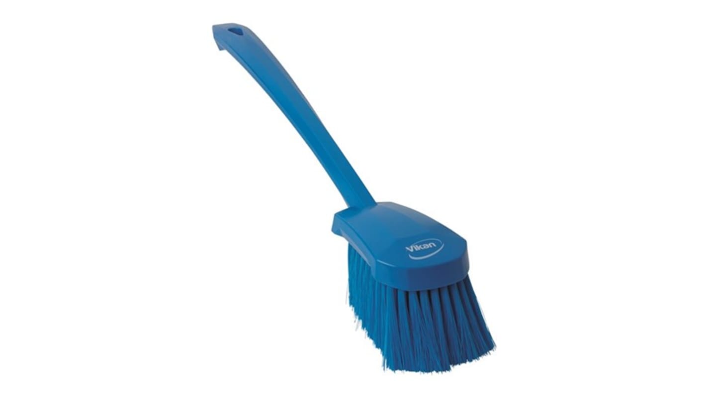 Vikan Medium Bristle White Hand Brush, 500mm bristle length, Polyester, Polypropylene, Stainless Steel bristle material