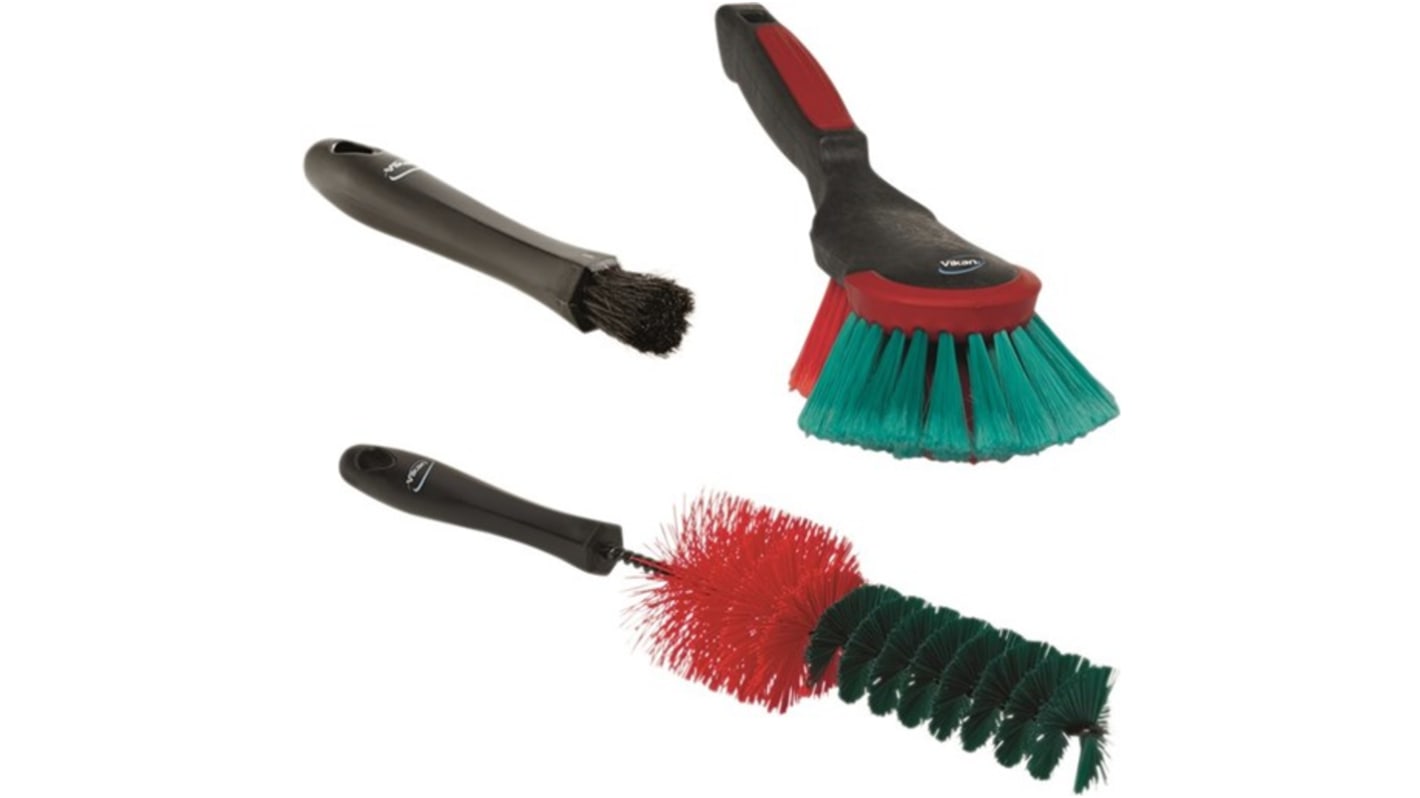 Vikan Soft Bristle Black, Red Hand Brush, 40mm bristle length, Polyester bristle material