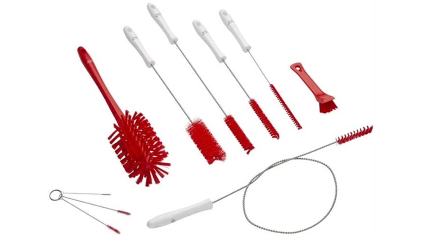 Vikan Red Hand Brush, Polyester, Polypropylene, Stainless Steel bristle material