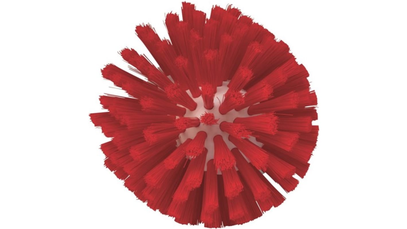 Vikan Medium Bristle Red Scrubbing Brush, 33mm bristle length, Polyester, Polypropylene, Stainless Steel bristle