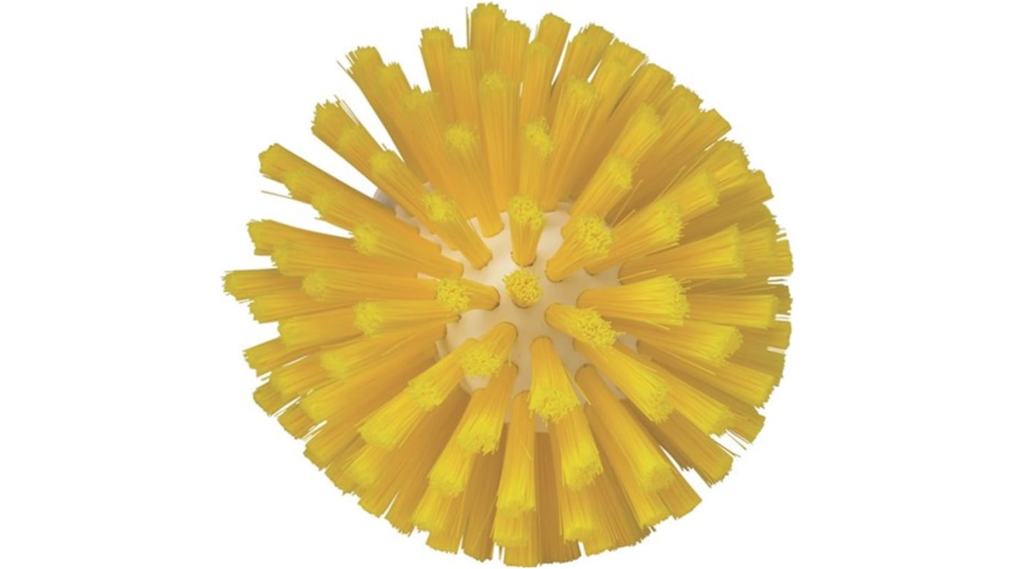 Vikan Medium Bristle Yellow Scrubbing Brush, 33mm bristle length, Polyester, Polypropylene, Stainless Steel bristle