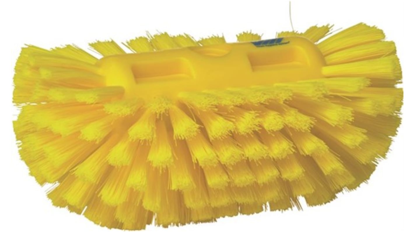 Vikan Medium Bristle Yellow Scrub Brush, 40mm bristle length, Polyester, Polypropylene, Stainless Steel bristle material