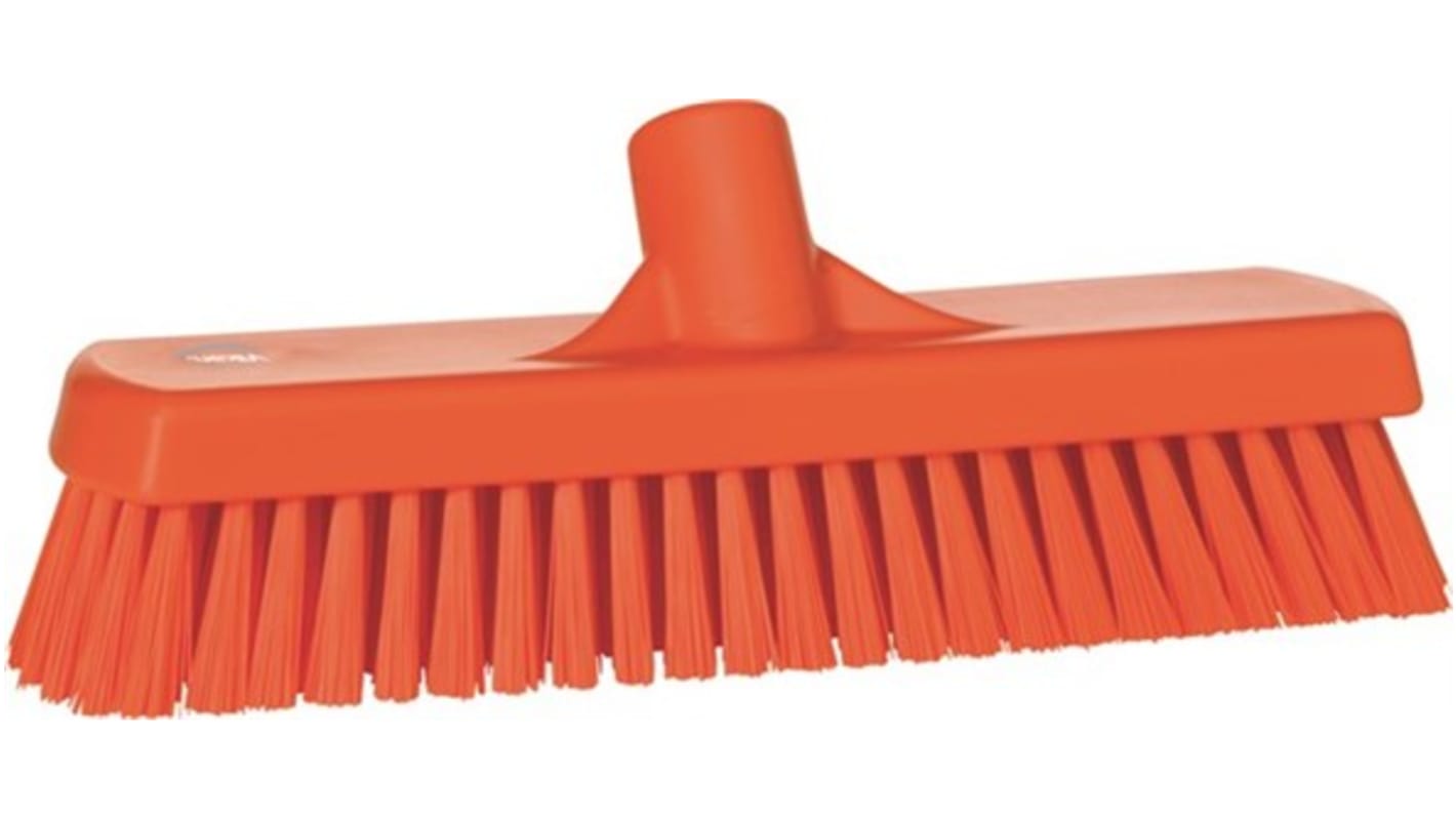 Vikan Broom, Orange With Polyester, Polypropylene, Stainless Steel Bristles for Deck washer brush