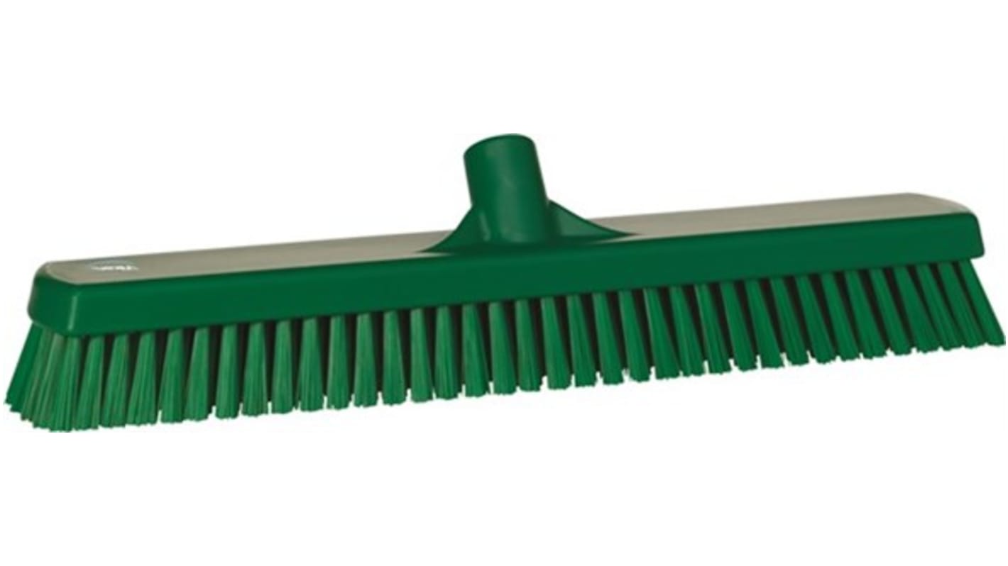 Vikan Broom, Green With Polyester, Polypropylene, Stainless Steel Bristles for Multipurpose Cleaning