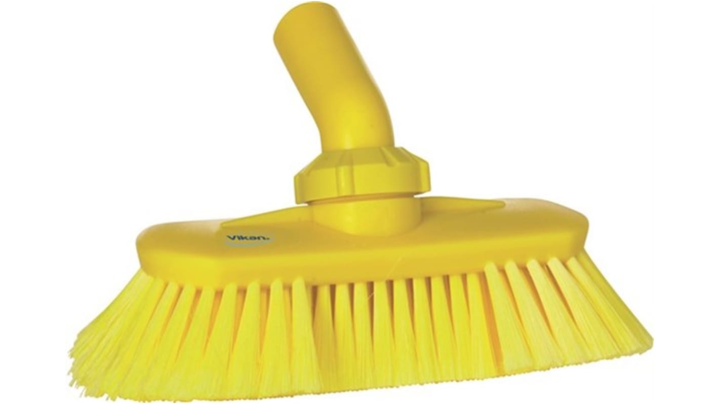 Vikan Soft Bristle Yellow Scrubbing Brush, 44mm bristle length, Polyester, Polypropylene, Stainless Steel bristle