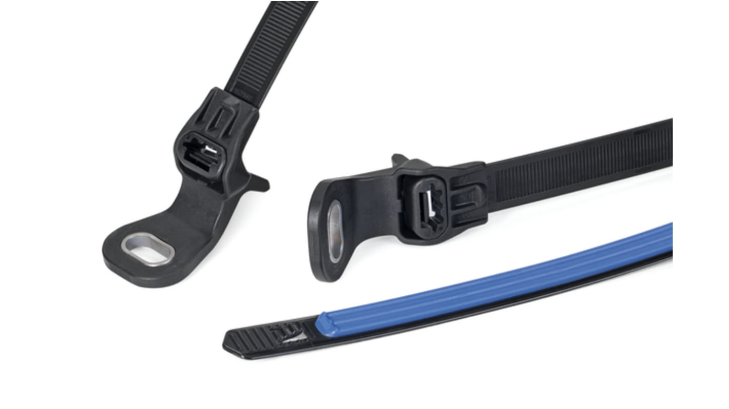 HellermannTyton Black on Blue Cable Tie Mount 42 mm x 140mm, 42mm Max. Cable Tie Width