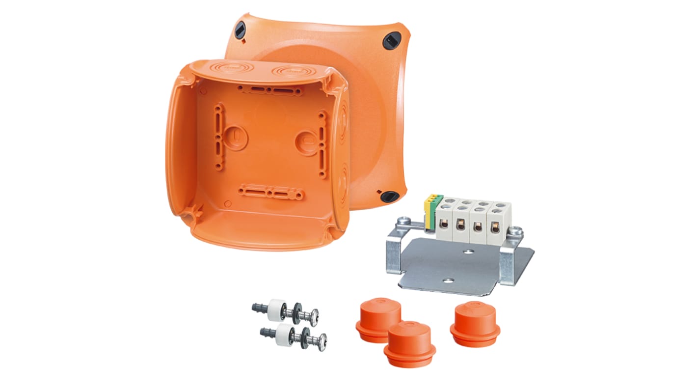 HENSEL FK Series Orange Polycarbonate Terminal Box, IP55, IP66, 5 Terminals, 77 x 130 x 130mm