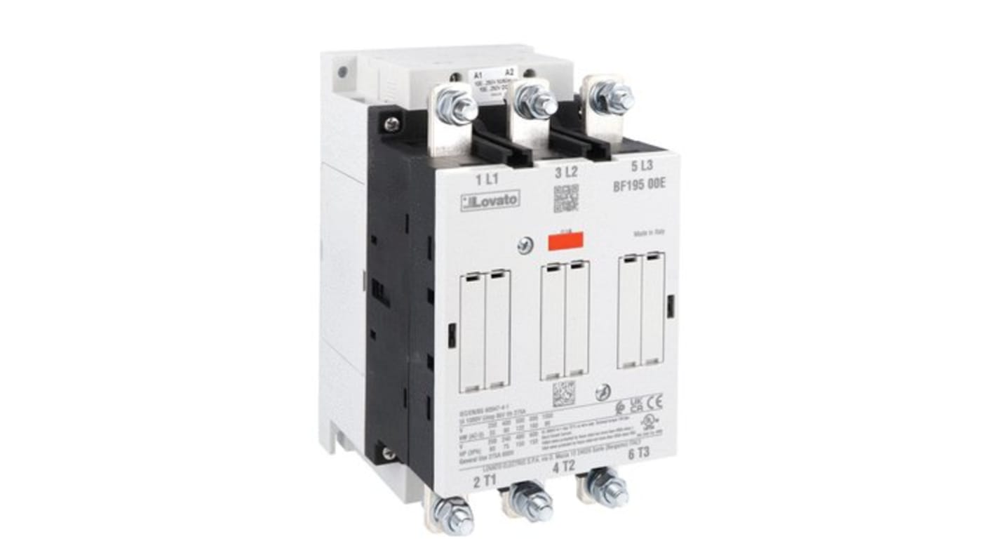 Contactor Lovato BF19 BF195 de 3 polos, 195 A, bobina 24-60/20-60 V ac/dc, 110 kW