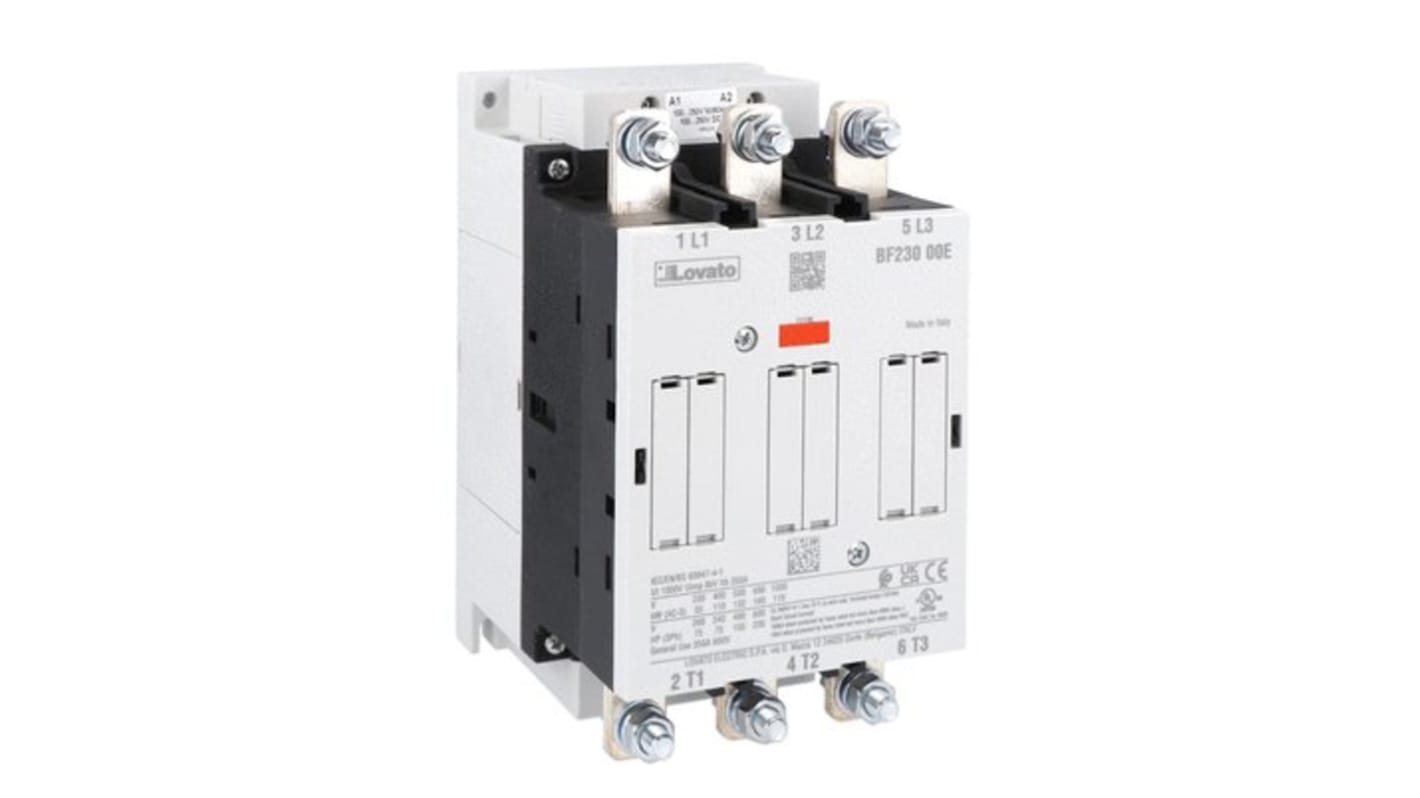 Contactor Lovato BF23 BF230 de 3 polos, 230 A, bobina 250-500 V ac/dc, 132 kW