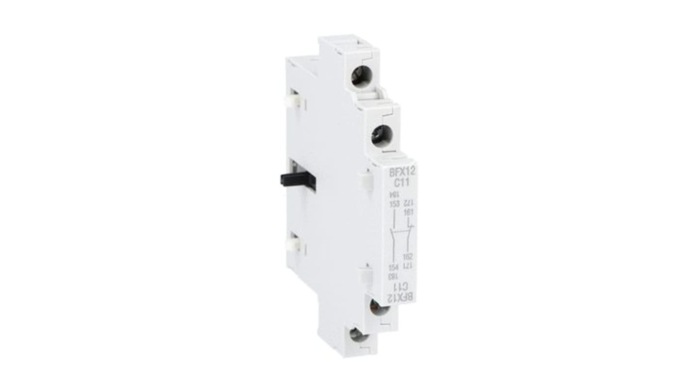 Lovato Auxiliary Contact, 2 Contact, 1NO+1NC, Side Mounting, BFX12C