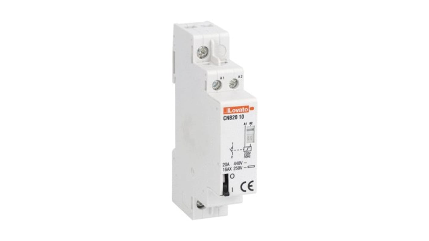 Lovato DIN Rail Latching Latching Relay, 230V Coil, 20A Switching Current, SPST