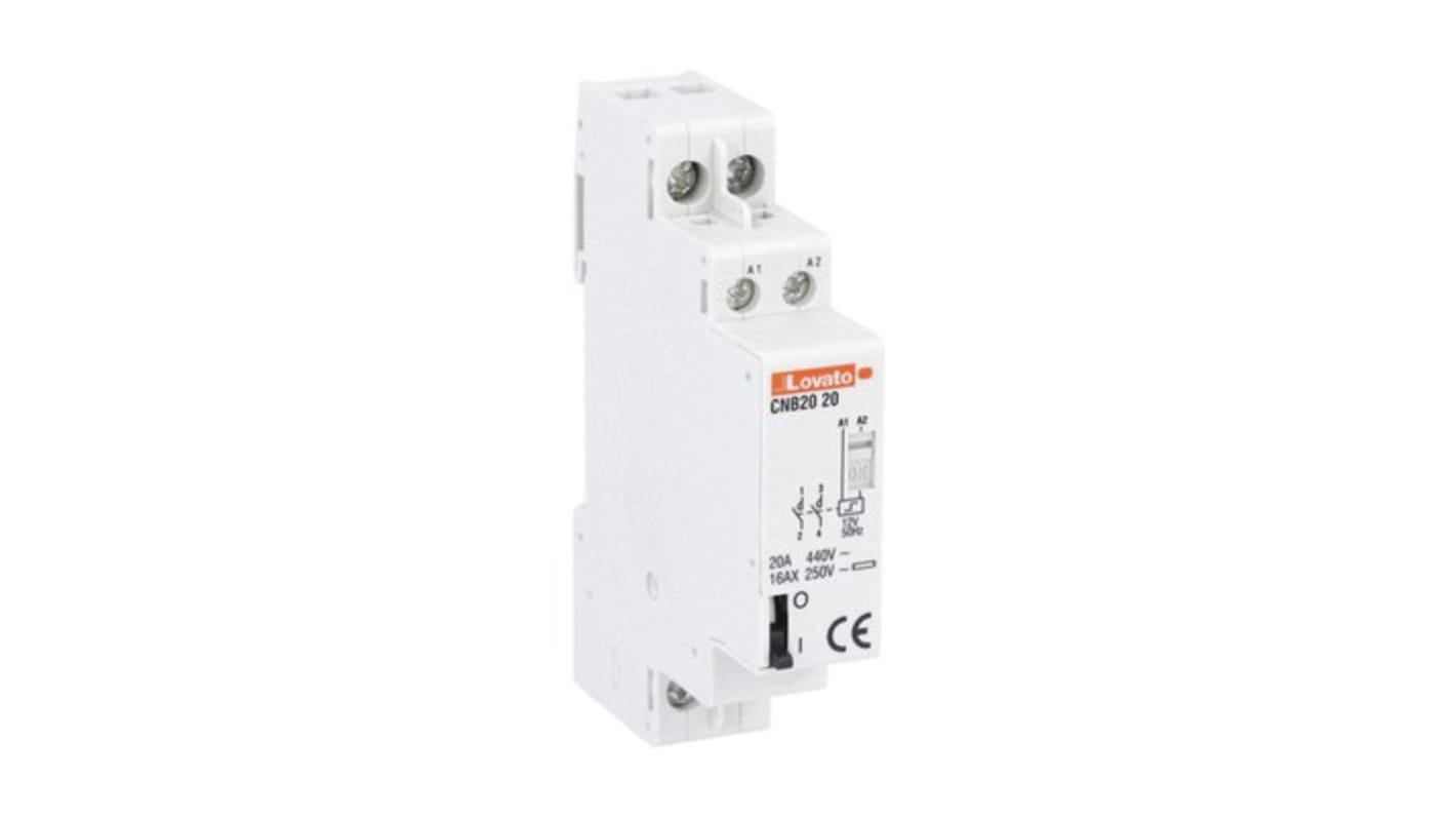 Lovato DIN Rail Latching Latching Relay, 12V Coil, 20A Switching Current, DPST