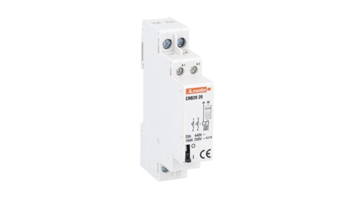 Lovato DIN Rail Latching Latching Relay, 230V Coil, 20A Switching Current, DPST