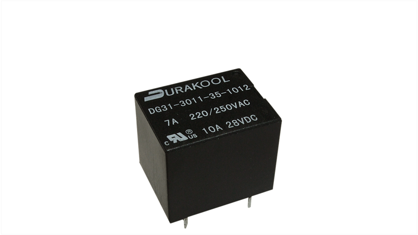 Durakool PCB Mount Power Relay, 12V dc Coil, 12A Switching Current, SPDT-C/O