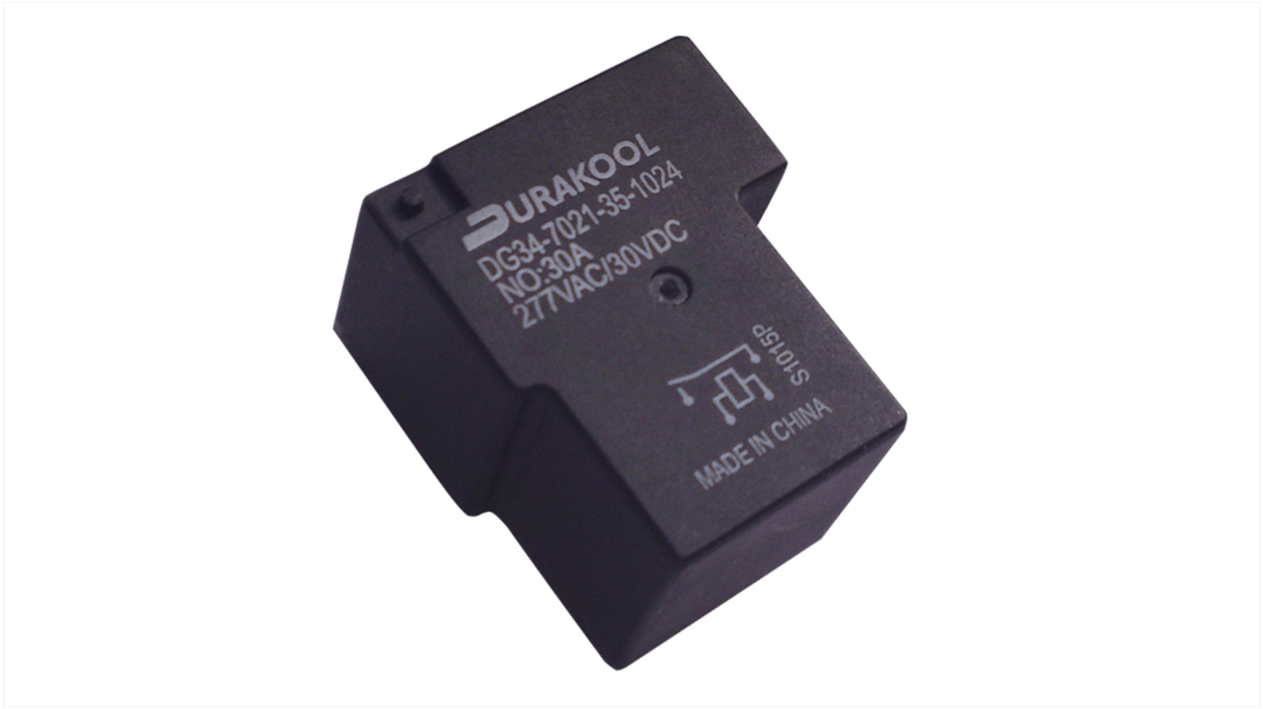 Durakool PCB Mount Power Relay, 24V dc Coil, 40A Switching Current, SPST-NO