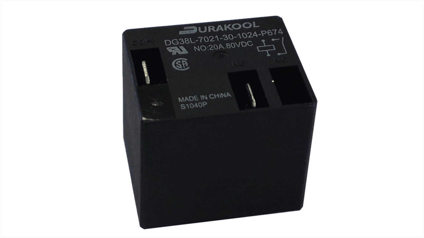 DG38L7021301024 Durakool PCB Mount Power Relay, 24V dc Coil, 45A
