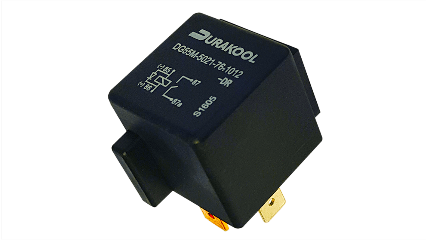 Durakool Plug In Power Relay, 12V dc Coil, 120A Switching Current, SPST-NO