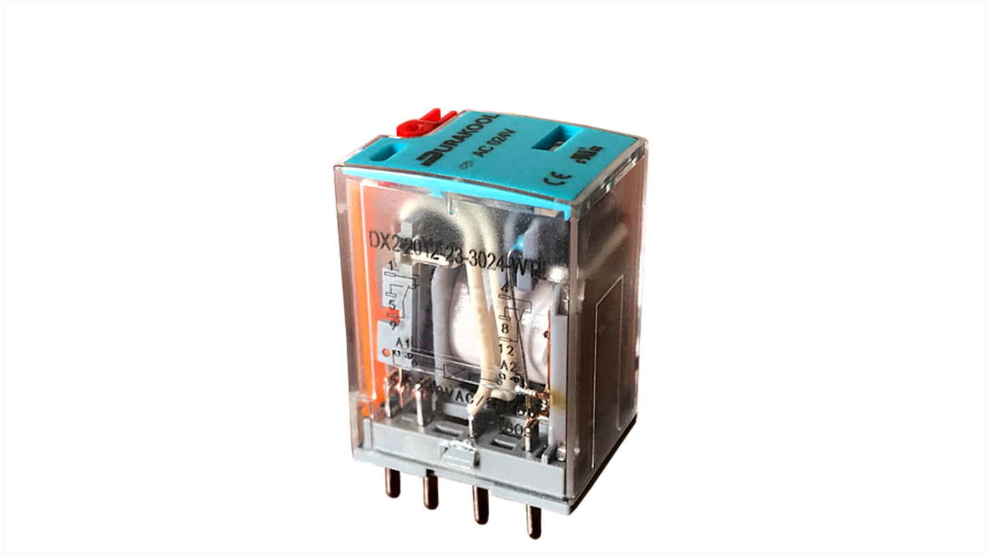 Durakool Plug In Power Relay, 12V dc Coil, 10A Switching Current, DPDT-2C/0