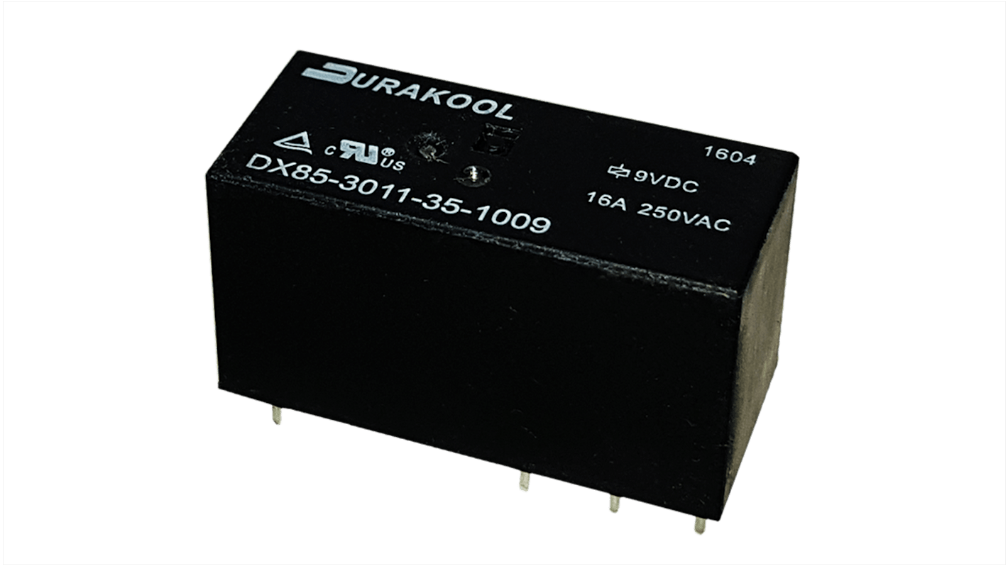 Durakool PCB Mount Power Relay, 12V dc Coil, 100mA Switching Current, SPDT-C/O